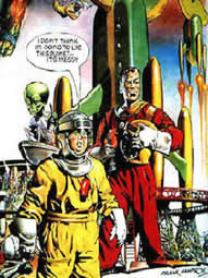 Frank Hampson's mural for the London Science Museum - Click here to go to my Dan Dare "Jigsaw Number 3" page (Java Applet powered)